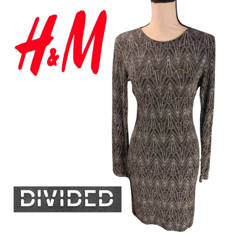 Art Deco Party Dress Partial Open Back H&M Divided Brand Sparkly Party Dress